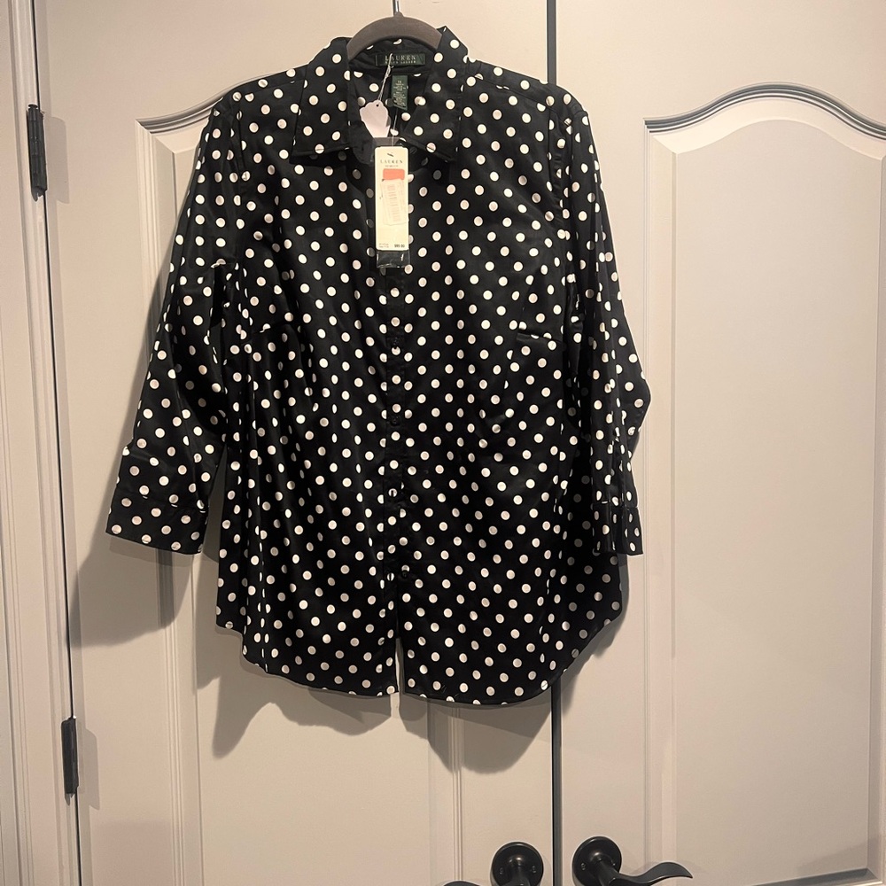 Lauren Ralph Lauren Black and White Polka Dot Shirt